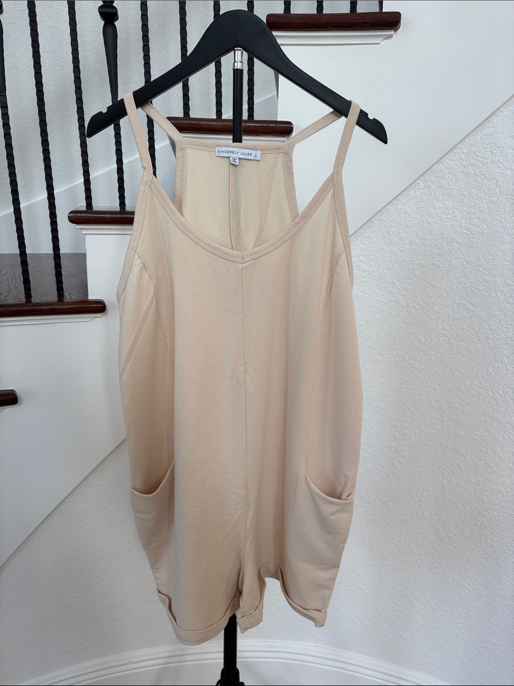 Sincerly Jules Neutral Cream Sleeveless Romper